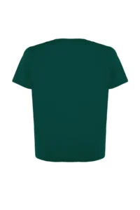 Trendyol Curve Emerald Green Regular Fit Basic Crew Neck 100% Cotton Knitting Plus Size T-Shirt - Image 6