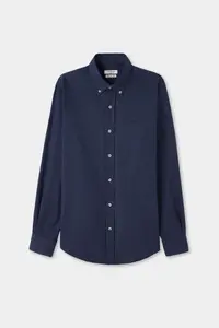 D'S Damat Ds Damat Comfort Navy Blue Herringbone Cotton Shirt - Image 5