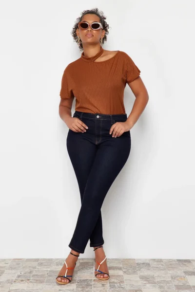 Trendyol Curve Dark Blue Extra Flexible/StretchbLarge Bodysuit skinny jeans