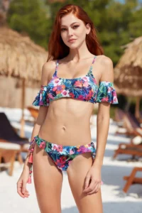 Pierre Cardin Sleeveless Bikini Set with Sleeve and Tassel Detail - Image 3