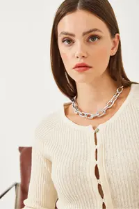 Bianco Lucci Women buttoned Knitwear Seasonal Cardigan - Image 6