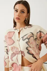 Bianco Lucci Women Printed buttoned Knitwear Cardigan - Image 5