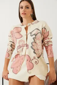 Bianco Lucci Women Printed buttoned Knitwear Cardigan - Image 7