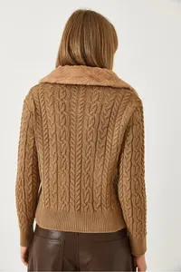 Bianco Lucci Women's Braided Fur Collar Knitwear Cardigan - Image 6
