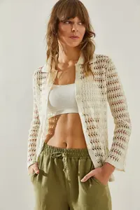 Bianco Lucci Women Cellular Cardigan - Image 3