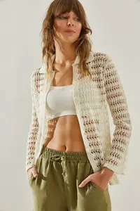 Bianco Lucci Women Cellular Cardigan - Image 4