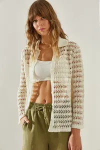 Bianco Lucci Women Cellular Cardigan - Image 5
