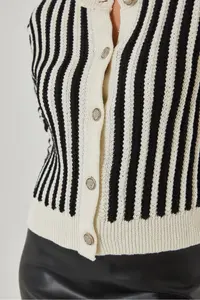 Bianco Lucci Women Striped Knitwear Cardigan - Image 2