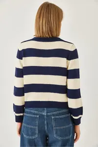 Bianco Lucci Women Striped Knitwear Cardigan - Image 6