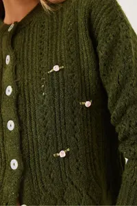 Bianco Lucci Women Cellular Floral Knitwear Cardigan - Image 5