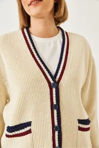 Bianco Lucci Women Striped Thessaloniki Knitted Knitwear Cardigan - Image 5