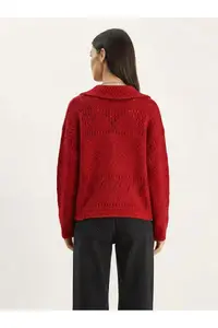 Bianco Lucci Women's Pointelle Knitted Buttoned Shawl Collar Cardigan - Image 4