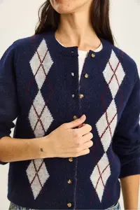 Bianco Lucci Women Baklava Patterned buttoned Knitwear Cardigan - Image 5