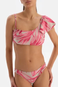 Dagi Fuchsia Gray One Shoulder with flywheel Bikini Top - Image 4