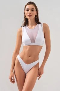 Pierre Cardin Tulle Detailed Bustier Bikini Set White