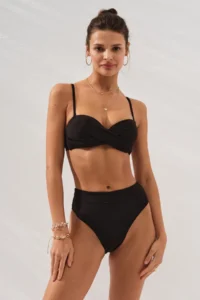 Pierre Cardin Bonie Padded Strapless High Waist Bikini Set Black - Image 4