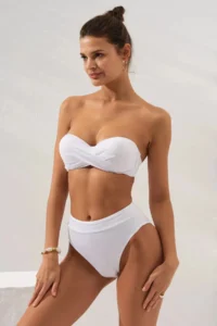 Pierre Cardin Bonie Padded Strapless High Waist Bikini Set White - Image 2