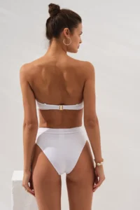 Pierre Cardin Bonie Padded Strapless High Waist Bikini Set White - Image 3