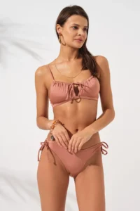 Pierre Cardin Blake Drawstring Front Tie Bikini Set Bronze - Image 3