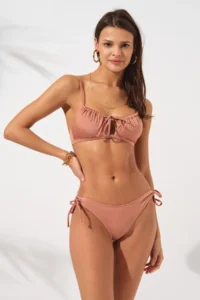 Pierre Cardin Blake Drawstring Front Tie Bikini Set Bronze - Image 4