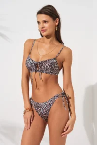 Pierre Cardin Blake Drawstring Front Tie Bikini Set Leopard -d - Image 3