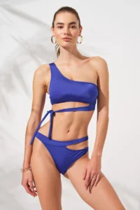 Pierre Cardin Iconic One Shoulder tied up Bikini Set Sax