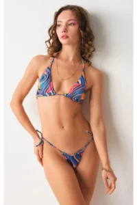 Pierre Cardin Triangle Bikini Batik Patterned Halter Neck NO GOSSIP - Image 4