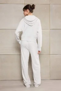 TRENDYOLMİLLA Teen Gray Melanj Zippered Long Sleeve Straight/Pipe Both Knitting Top and Bottom Set - Image 4