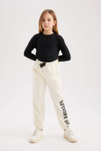 DeFacto Girls' Printed Jogger Sweatpants 24y801003284