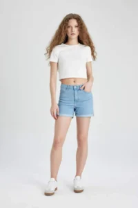 DeFacto Regular Waist folded Hem Jeans Shorts A1959ax25sm - Image 2