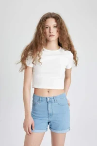 DeFacto Regular Waist folded Hem Jeans Shorts A1959ax25sm - Image 3