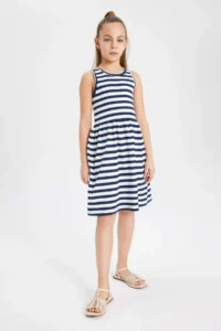 DeFacto Girls' Navy Blue Dress - B4340a8/nv42