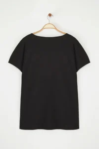 Trendyol Curve Black V-neck LONG Size Plus Size T-Shirt - Image 8
