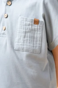 Minipodyum Boy's Summer Double Set with Hooded Muslin Shorts - Image 4