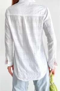 FEMELLE Women's White Double Pocket Cotton Basic Shirt (Slim Fit Mold) - Image 3