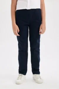 DeFacto Boy's Straight Leg Elastic Waist Pocket Navy Blue Gabardine School Trousers 25k801005746 - Image 5