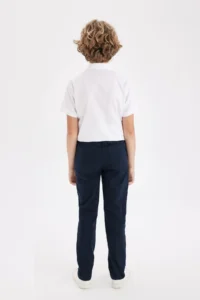 DeFacto Boy's Straight Leg Elastic Waist Pocket Navy Blue Gabardine School Trousers 25k801005746 - Image 8
