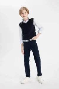 DeFacto Straight Leg Gabardine School Trousers Boy