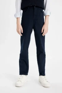 DeFacto Straight Leg Gabardine School Trousers Boy - Image 6
