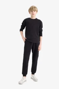 DeFacto Black Elastic Waist Pocket Jogger School Sweatpants Boys - Image 2