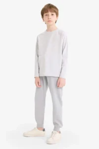 DeFacto Boy's Gray Elastic Waist Pocket Jogger School Sweatpants - Image 2