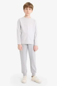 DeFacto Boy's Gray Elastic Waist Pocket Jogger School Sweatpants - Image 3
