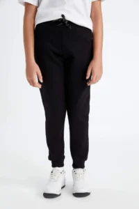 DeFacto Boy's Black Basic Plain Jogger School Sweatpants with Elastic Waistband and Pockets - Image 4