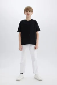 DeFacto Boy's Crew Neck Basic Plain Short Sleeve T-Shirt K1687a625sm - Image 2