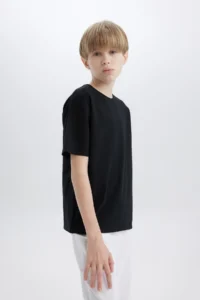 DeFacto Boy's Crew Neck Basic Plain Short Sleeve T-Shirt K1687a625sm - Image 3