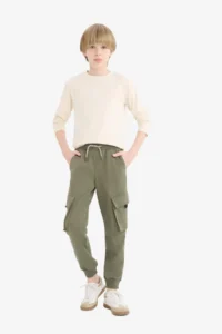 DeFacto Boys' Tracksuit Bottom D8574a8/kh468 Khaki - Image 2