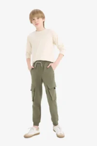 DeFacto Boys' Tracksuit Bottom D8574a8/kh468 Khaki - Image 3