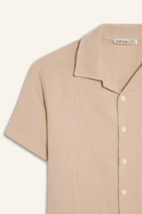 DeFacto Oversize Wide Fit Polo Neck Muslin Short Sleeve Shirt Boy - Image 8