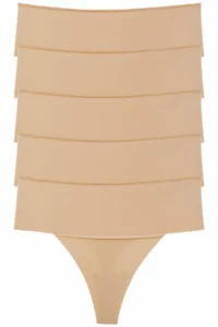 Nicoletta Women's Panties High Waist Thong Laser Cut Flexible Non-marking Large Size Pack of 5 TEN