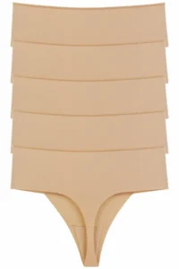 Nicoletta Women's Panties High Waist Thong Laser Cut Flexible Non-marking Large Size Pack of 5 TEN - Image 2